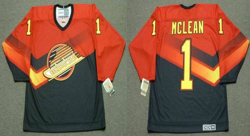 2019 Men Vancouver Canucks #1 Mclean Orange CCM NHL jerseys